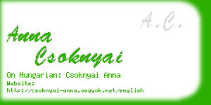 anna csoknyai business card